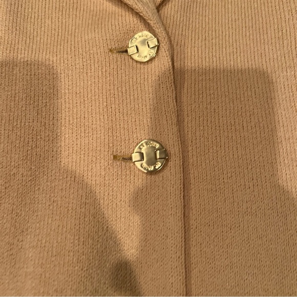 ST. JOHN Basics Santana Knit HONEY Blazer Jacket Gold Buttons 2 NWT - Picture 3 of 6